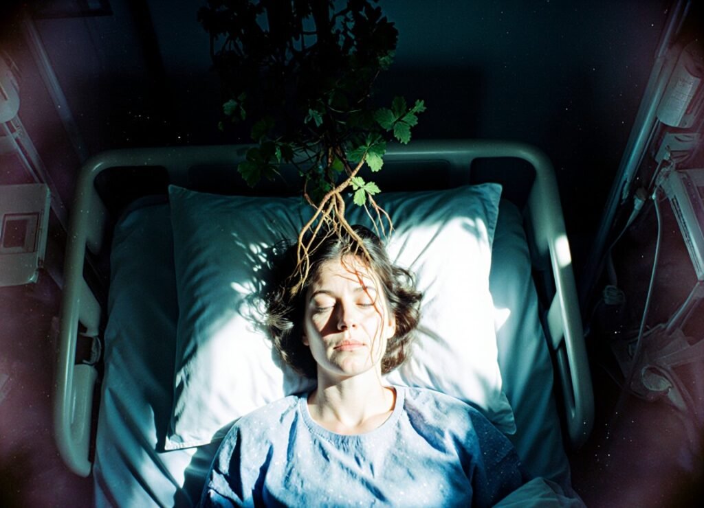 An imaginative branching tree diagram with glowing nodes representing ideas and thoughts, digital brain-like connections, vibrant colors, futuristic style, symbolizing AI-powered creative thinking and structured problem-solving.